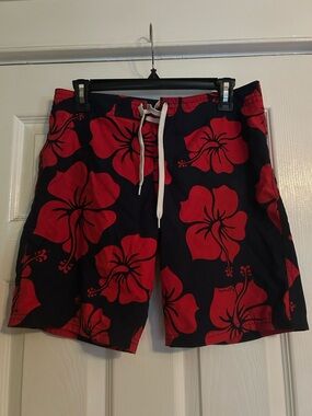 Hurley Men's/Women’s Red Hibiscus Swim Trunks